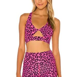 BEACH RIOT X REVOLVE Twist Sports Bra in Pink Leopard XS